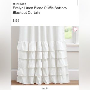 Pottery Barn Evelyn Linen Blend Ruffle Bottom Blackout curtain